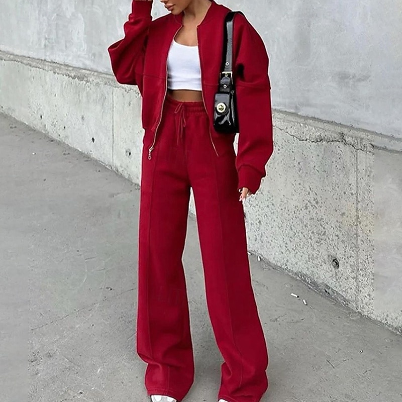 Per donna Tuta da Ginnastica Pantaloni da Tuta Abiti da salotto Con zip Tasca Tinta unita Completo Abbigliamento Autunno & Inverno Nero Bianco Palestra Allenamento Corsa Vita Alta Antivento Leggero del 2026 a $40.99 –P7