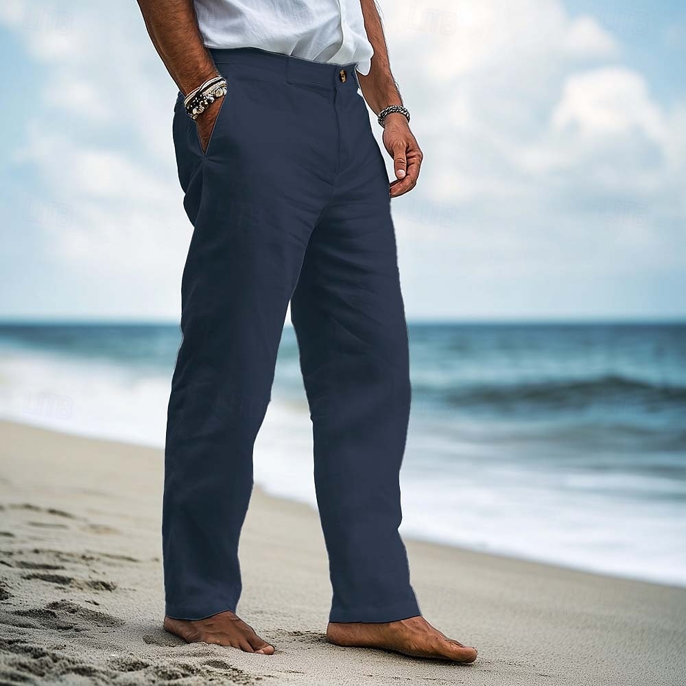 Per uomo Pantaloni Eleganti Pantaloni di Lino Pantaloni Pantaloni Estivi Pantaloni Larghi Tasca Frontale Gamba Dritta Semplice Comodità Traspirante Lunghezza intera Formale Affari Ferie Vacanza Moda del 2025 a $25.99 –P5