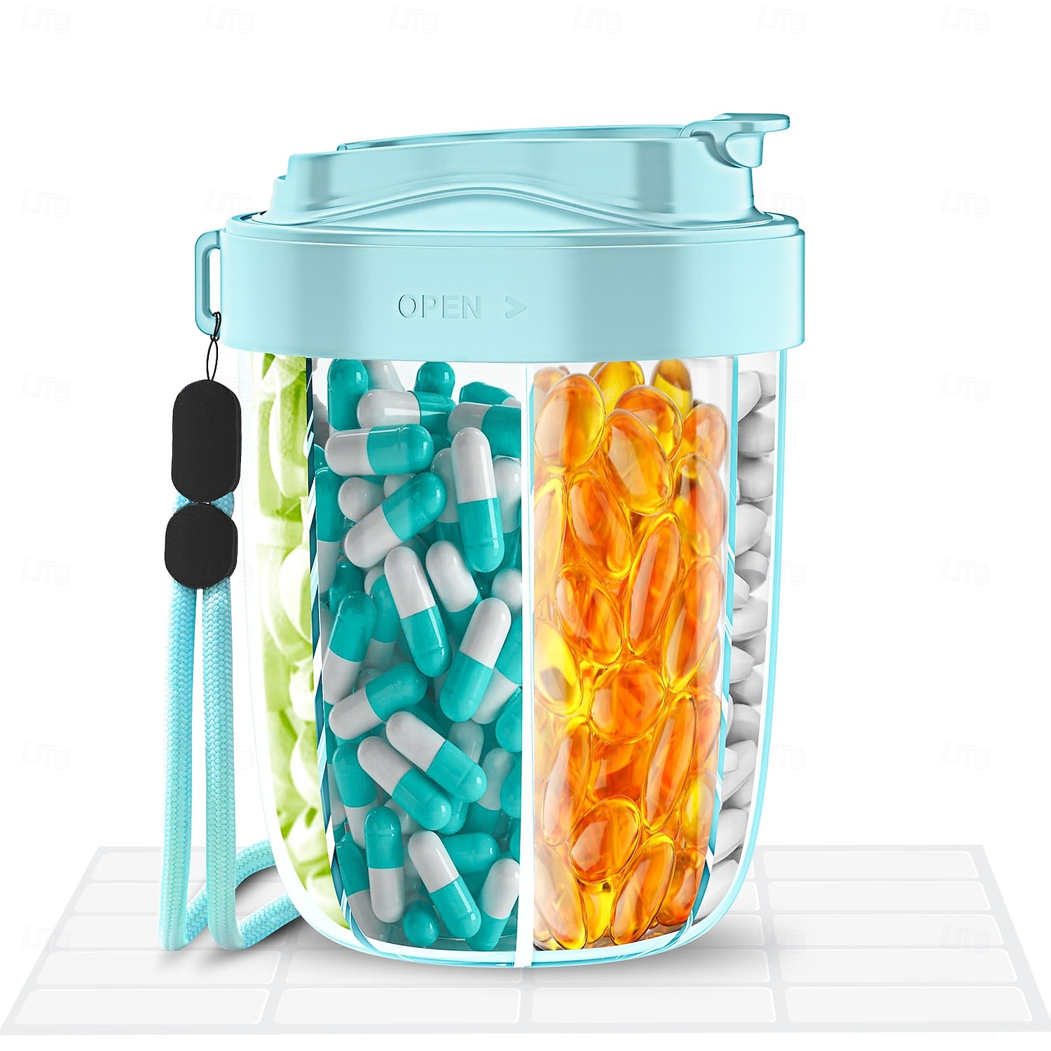 7 Fächer, große Kapazität, Pillenbehälter, Aufbewahrungstabletten, Vitamine, Medikamente, Fischöle, tragbarer Reisehalter, Medikamentenspenderbox 2025 - $21.99 –P9