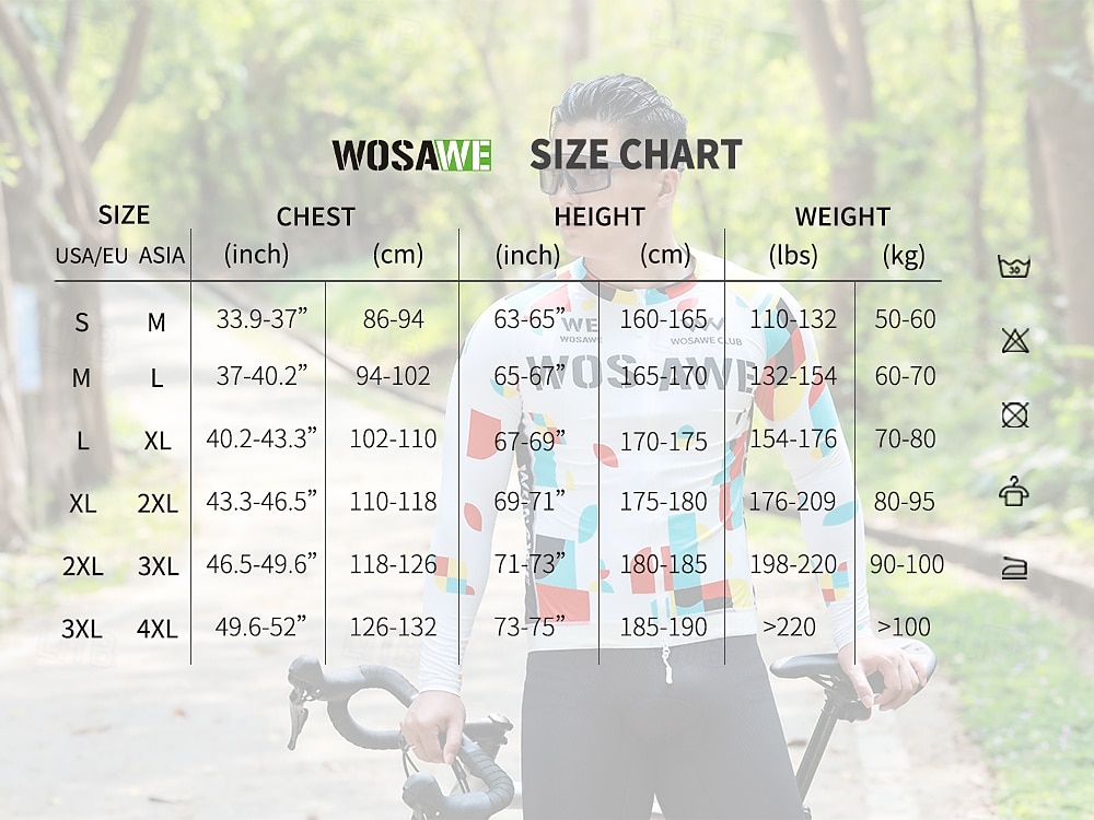 WOSAWE Spring Summer Men's Cycling Long Sleeve Quick Dry Breathable Printed Top Road Cycling Jersey Jacket BD270 2025 - $42.99 –P1