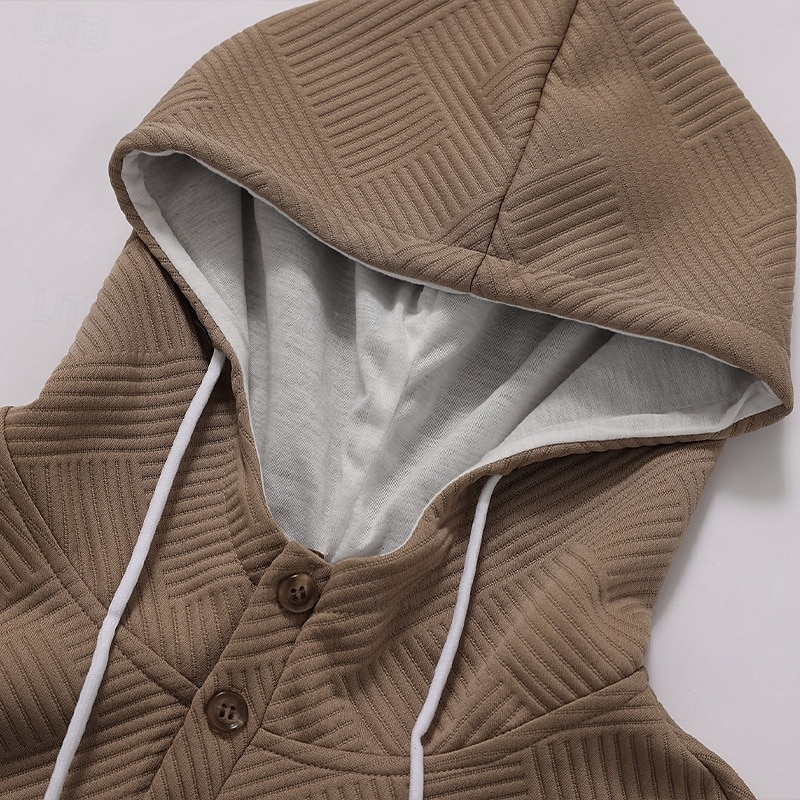 Hombre Sudadera Sudadera con capucha y cremallera de un cuarto Blanco Azul Marino Marrón Caqui Gris Con Capucha Plano Con Texturas Deporte Casual Diario Ropa de calle Fresco Design Primavera & Otoño 2025 - $27.99 –P8
