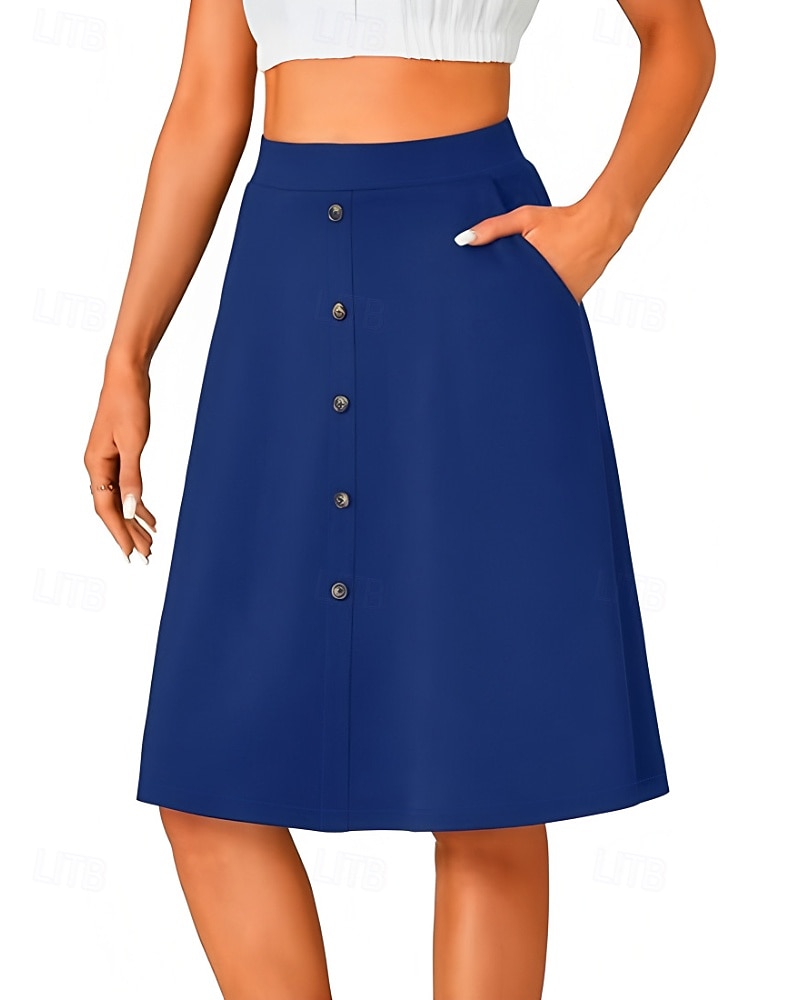 Femmes Jupe Occasionnel Au-dessus du genou Taille Basse Jupes Uni Avec Poches Micro-Élastique Vacances Rue Noir Rouge Bleu Marron Automne Polyester de 2025 ? $20.99 –P17