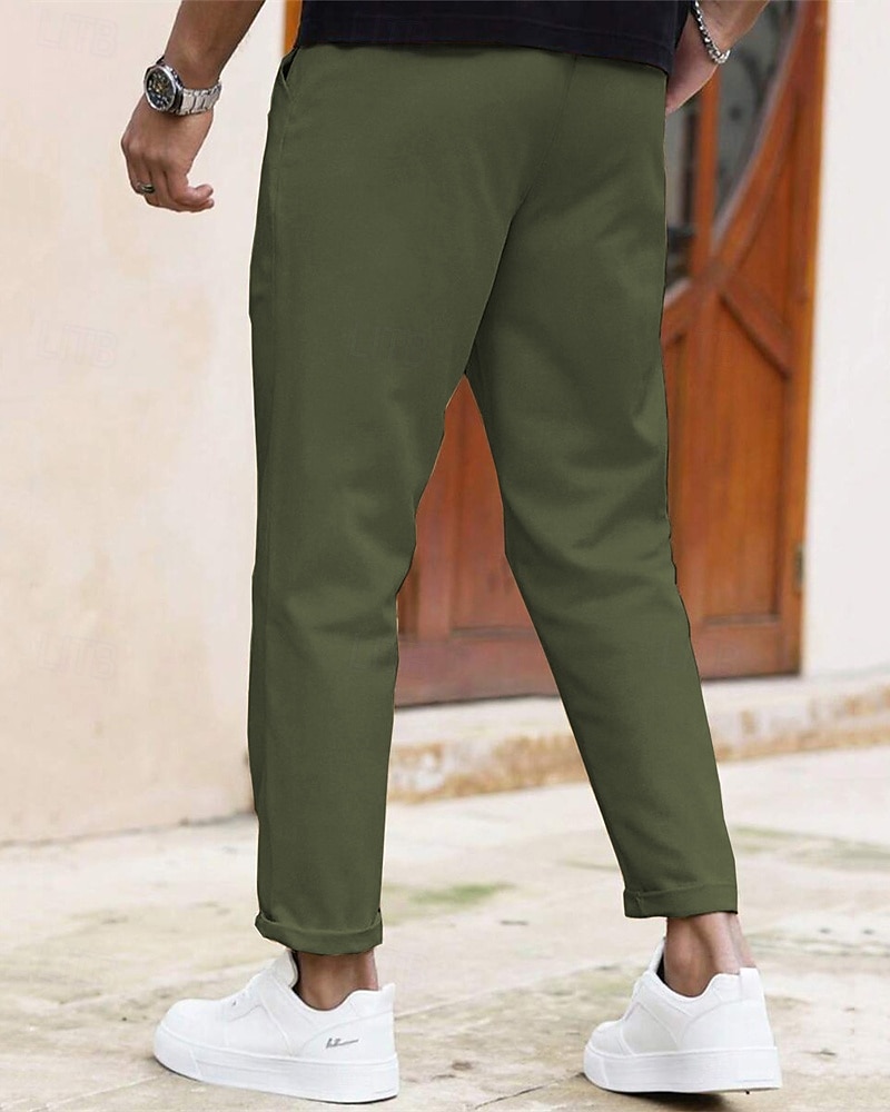 Pánské Upnuté Kalhoty Kalhoty chinos Šňůrky Kapsy Bez vzoru Pohodlné Po kotníky Denní Obchod Práce Módní Klasický styl Vodní modrá Černá Lehce elastické 2026 - $18.99 –P16