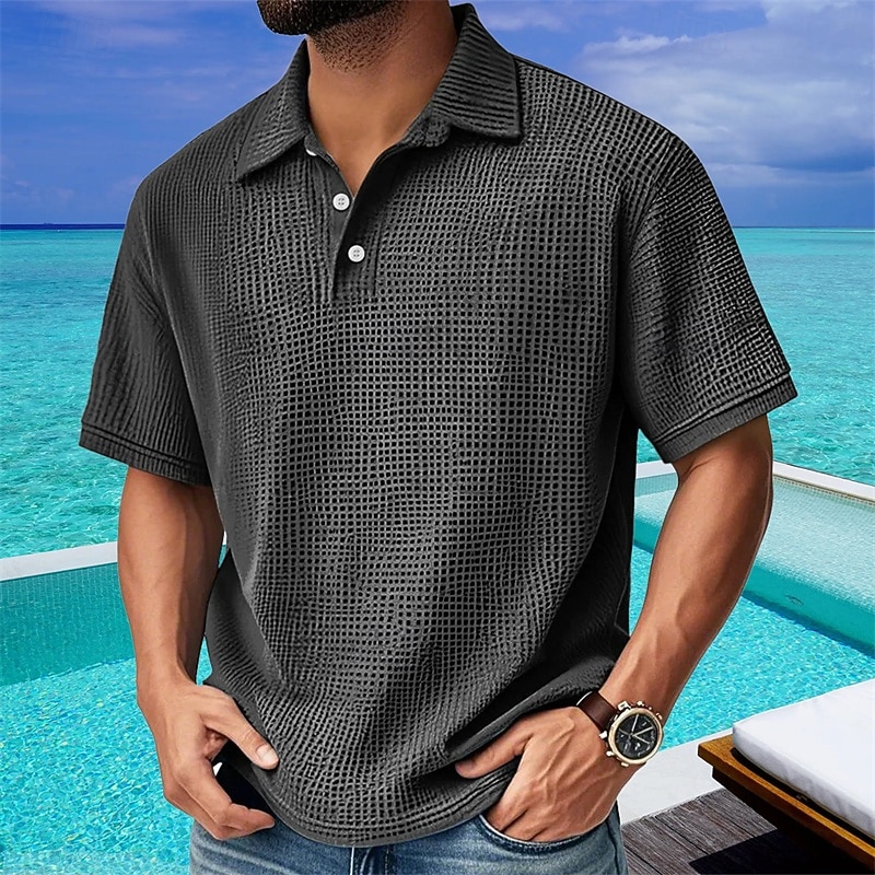 Per uomo Camicia di Velluto a Coste Maglia da golf Lavoro Casuale Bavero Manica Corta Essenziale Moderno Semplice Bottoni Estate Vestibilità regolare Nero Bianco Verde chiaro Rosso Blu marino Verde del 2026 a $18.99 –P3