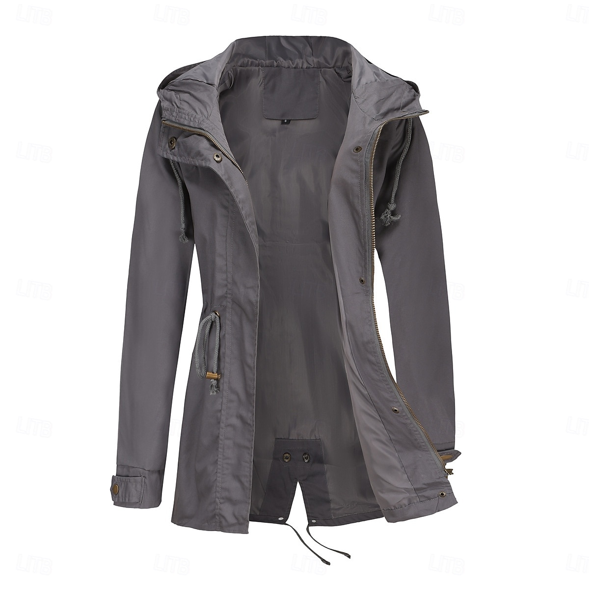 Per donna Cappotto Impermeabile Confortevole Cerniera completa Coulisse Moda Stile da Strada Semplice All'aperto Casual Quotidiano Lungo Con Cappuccio Vestibilità regolare Manica Lunga Capispalla del 2025 a $41.99 –P16