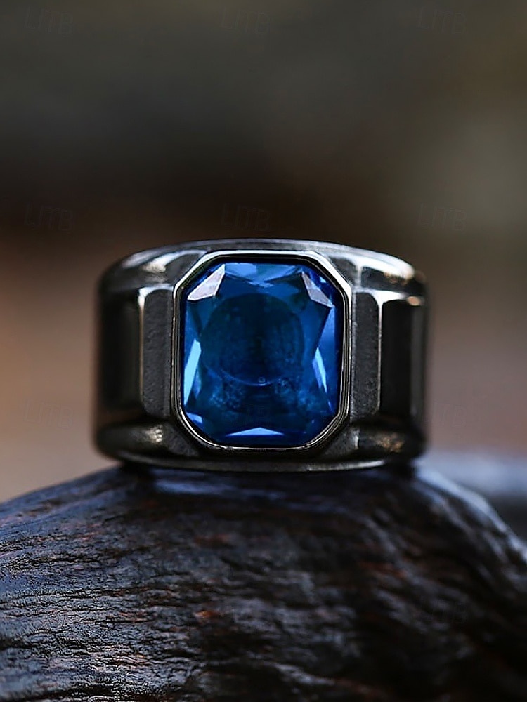 Inel bărbătesc negru din aliaj cu piatră prețioasă pătrată neagră – inel elegant și elegant pentru ținute casual și de seară 2025 - $9.99 –P11