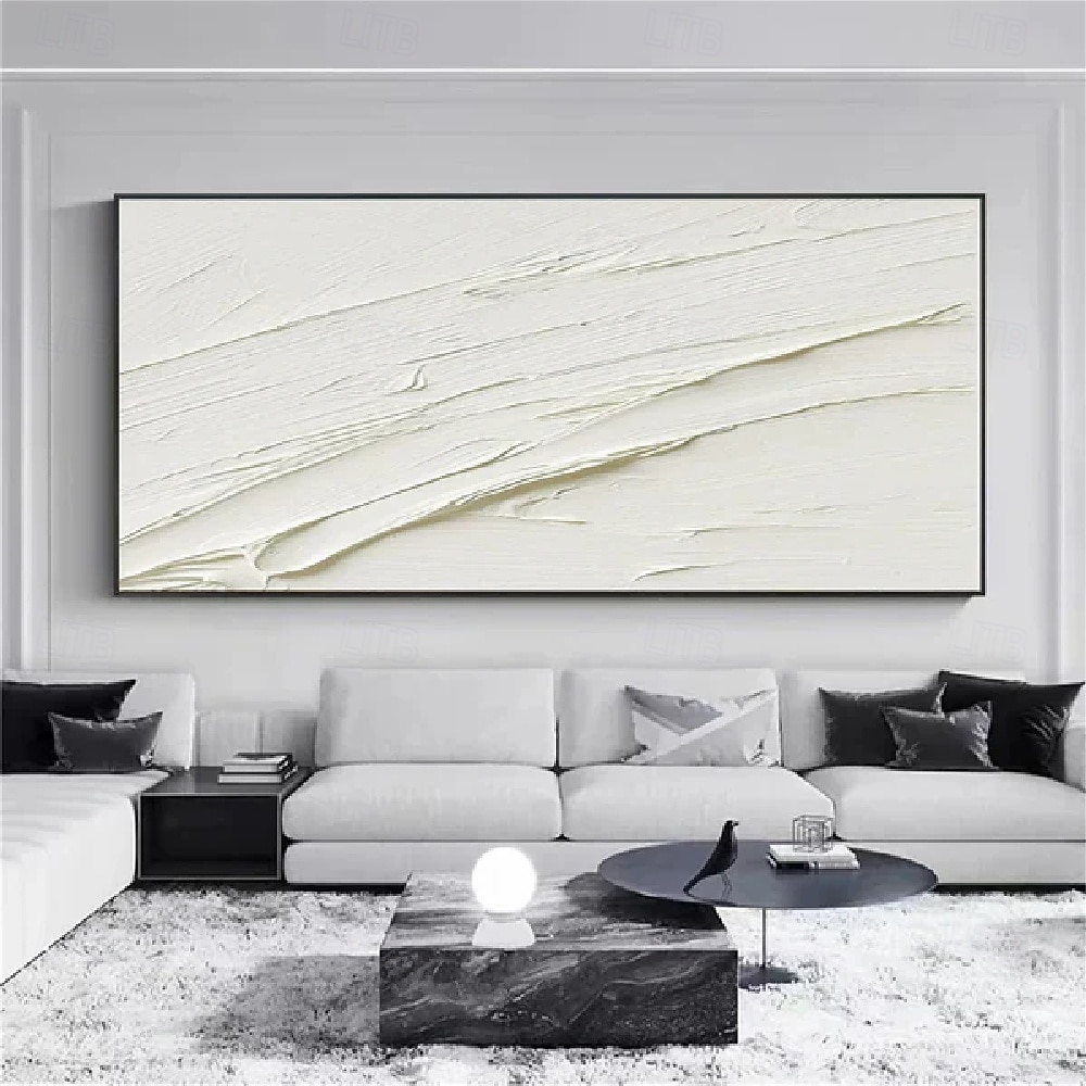 White abstract oil painting hand painted  white 3D wall art oil painting large abstract painting handmade  modern minimalist painting textured abstract oil painting wall art pattle knife morden art 2025 - $108.99 –P6