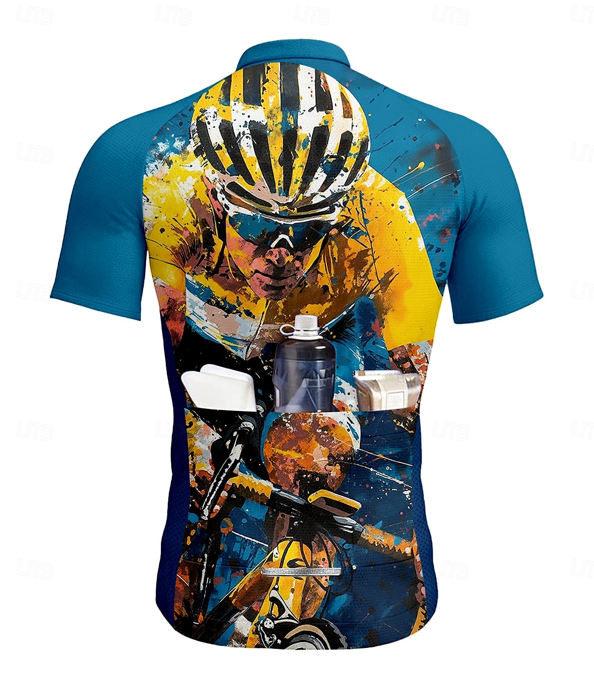 Herren Radtrikot Kurzarm Fahhrad Trikot Oberteil mit 3 Gesäßtaschen UV-beständig Schnelltrocknend Frontreißverschluss Reflektierende Streifen Blau Sport Bekleidung 2025 - $28.99 –P2