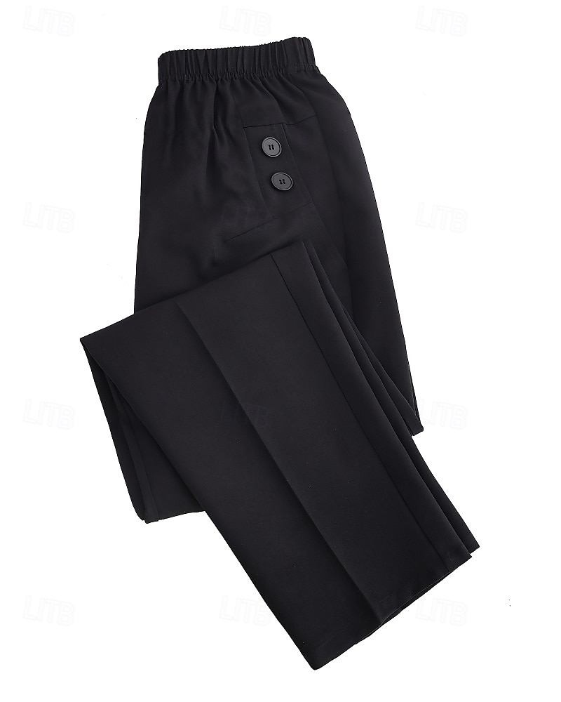 Per donna Pantaloni Eleganti Streetwear Casual Lunghezza intera Naturale Semplice Tasca Elastico in vita Comodo Formale Ufficio Affari Nero Autunno Vestibilità regolare del 2025 a $19.99 –P3
