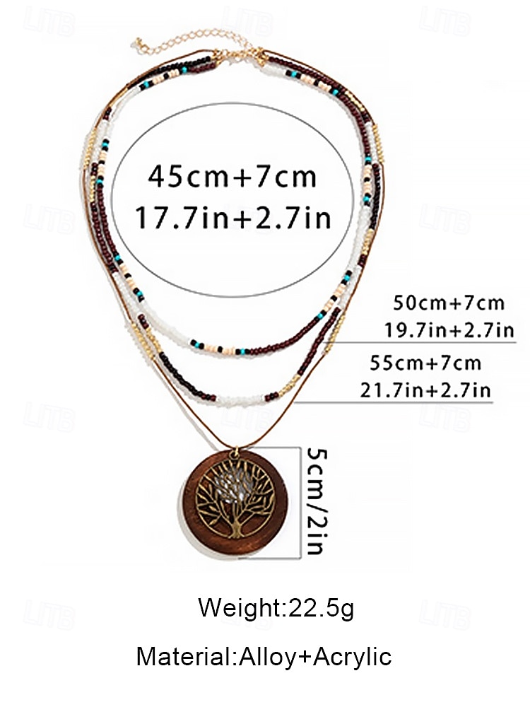 damesketting met meerdere lagen kralen en een sterhanger – boho-stijl acryl- en legeringssieraden voor zomerfeesten en dagelijks gebruik 2026 - $9.99 –P12
