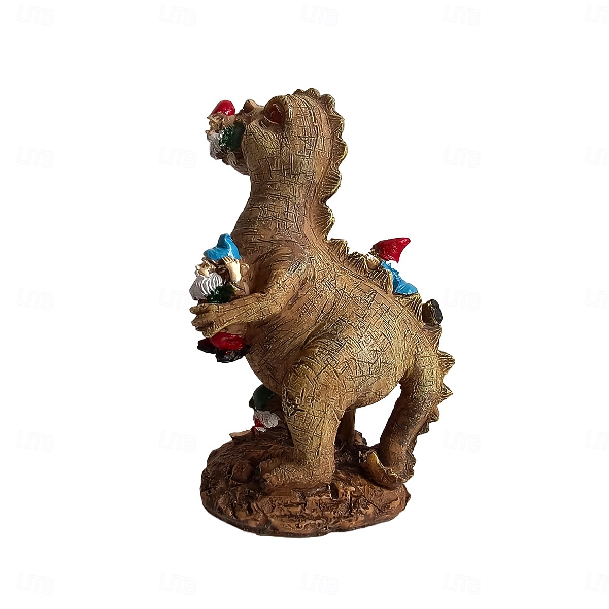 Статуэтка гнома, хватающего динозавра, из смолы, забавное украшение в виде садового гнома для двора или дома, креативный подарок из смолы для любителей динозавров и декора сада 2026 - $19.99 –P11