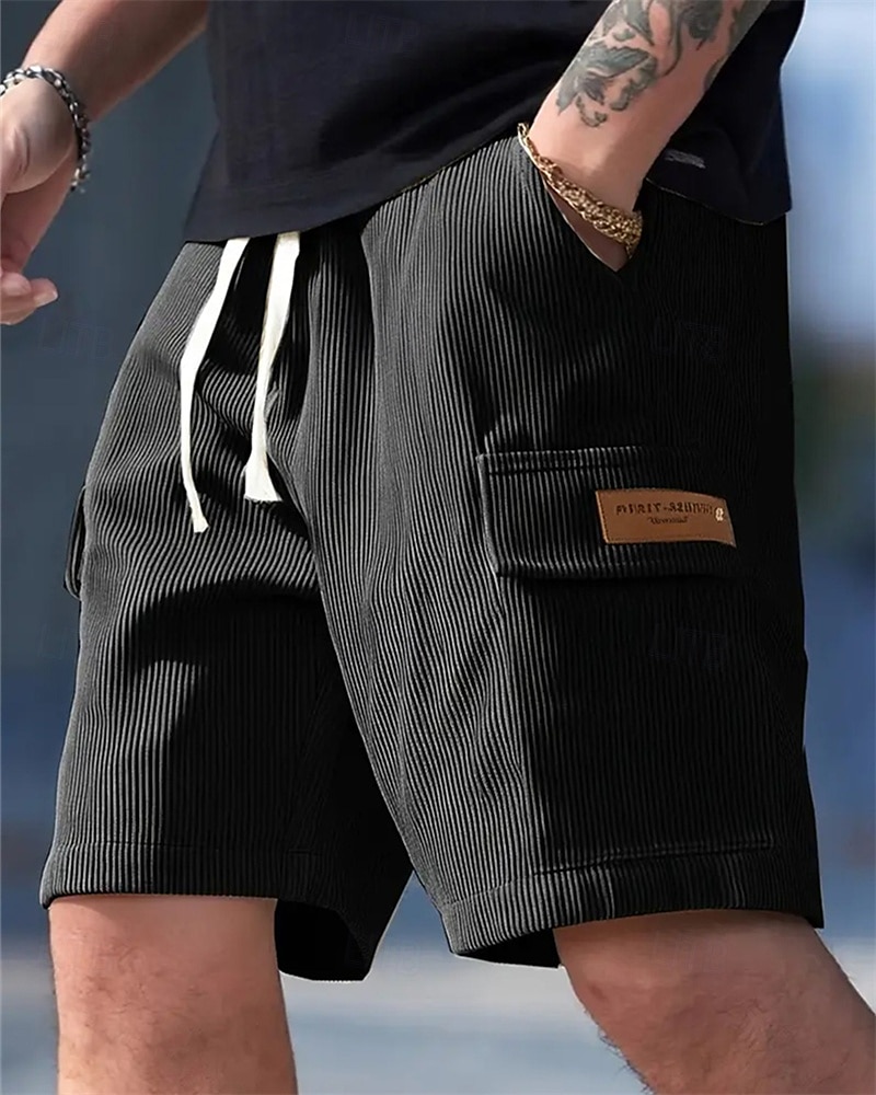 Ανδρικά Σορτς φορτίου Καλοκαιρινό σορτς Casual σορτς Κοτλέ Σορτς Ελαστική μέση Κορδόνι Πολλαπλή τσέπη Σκέτο Άνεση Αναπνέει σύντομο ΕΞΩΤΕΡΙΚΟΥ ΧΩΡΟΥ Διακοπές Αθλητισμός Καθημερινό Μαύρο Κίτρινο 2026 - $18.99 –P11