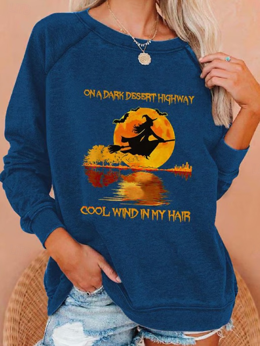Pentru femei Hanorac pulover Halloween Modă Casual Manșon Lung Stil Nautic Topuri obișnuite Casual Imprimeu Negru Galben Roșu-aprins Albastru piscină Portocaliu Vară Primăvară Toamnă 2025 - $24.99 –P3