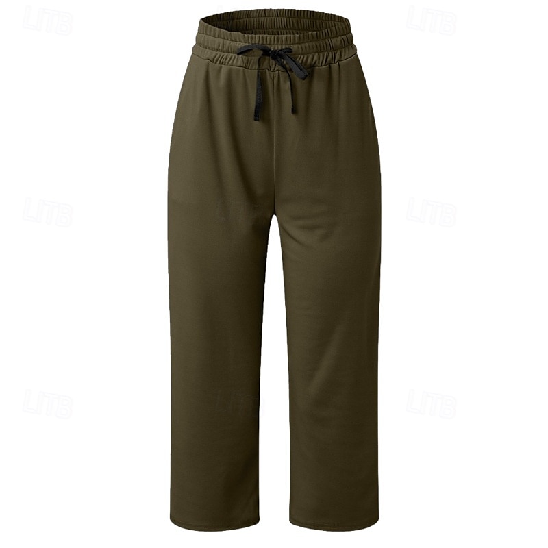 Femmes Jambe large Chinos Occasionnel Longueur mollet Naturel Uni in in france they say Pontalon wide leg Confortable Respirabilité Décontracté Quotidien Noir Blanche Vin Vert Véronèse Printemps de 2025 ? $16.99 –P9