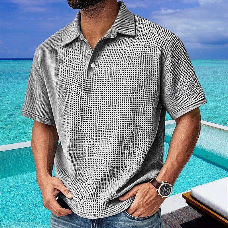 Per uomo Camicia di Velluto a Coste Maglia da golf Lavoro Casuale Bavero Manica Corta Essenziale Moderno Semplice Bottoni Estate Vestibilità regolare Nero Bianco Verde chiaro Rosso Blu marino Verde del 2026 a $18.99 –P5