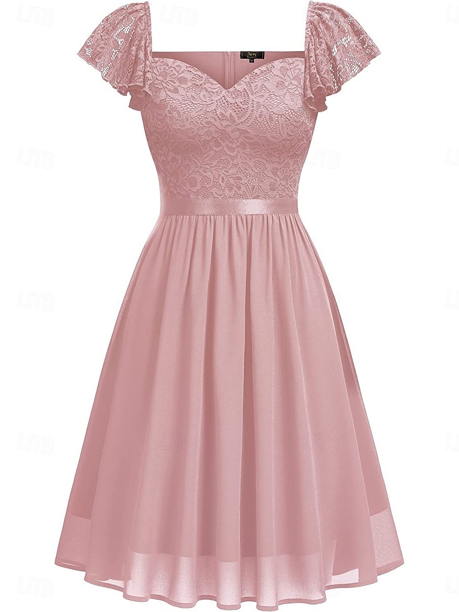 Damskie Sukienka mini Koronkowa sukienka Sukienka koktajlowa Sukienka dla gościa weselnego Szyfon Elegancja Moda Nowoczesny Na zewnątrz Spotkanie towarzyskie Regularny Równina Krótki rękaw W serek 2025 - $26.09 –P12