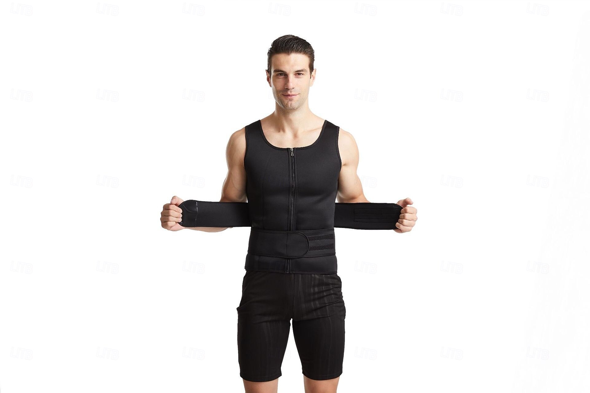 Hombre Fajas Control de barriga Calorías Quemadas por Entrenamiento de gimnasio Ejercicio y Fitness Ropa Deportiva 2025 - $11.49 –P2