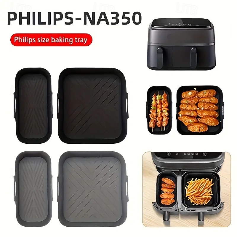 Lot de 2 plaques de cuisson réutilisables en silicone antiadhésives pour friteuse à air, compatibles avec les modèles Philips NA350-3000, avec surface antiadhésive, adaptées aux friteuses à air, aux de 2025 ? $15.49 –P1