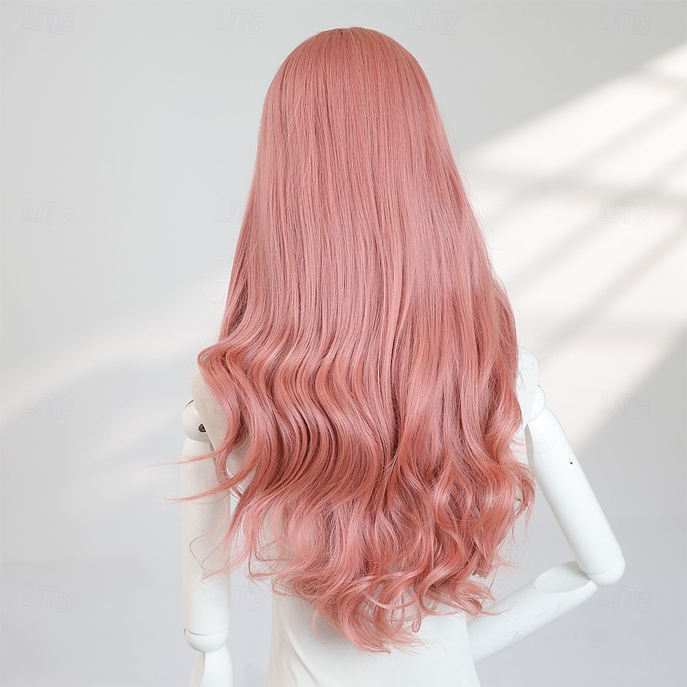 24″ Long Pink Wavy Wig – No Bangs, Full-Length Synthetic Hair, Ideal for Halloween, Cosplay & Everyday Glam 2026 - $32.99 –P6