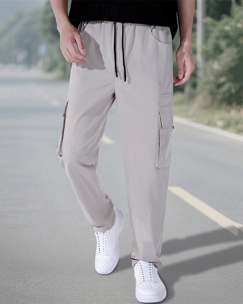 Per uomo Pantaloni Cargo Pantaloni Elastico in vita Coulisse Multi-tasche Semplice Mimetico Indossabile All'aperto Quotidiano Campeggio & Escursionismo Moda Classico Nero Verde militare del 2025 a $18.99 –P6