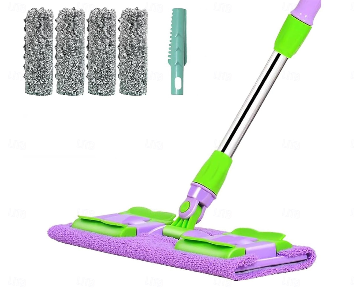 Queens Finders, mocio in microfibra girevole a 360 gradi, mocio piatto regolabile con manico in acciaio inossidabile e 4 panni lavabili riutilizzabili per la pulizia della casa del 2025 a $23.99 –P4