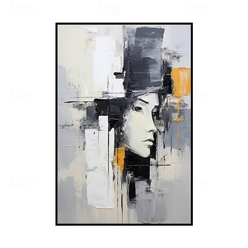 Dipinto a olio fatto a mano su tela, decorazione da parete, figura astratta in bianco e nero, per arredamento d'interni, dipinto appeso su telaio teso/dipinto arrotolato senza cornice. del 2025 a $41.99 –P1