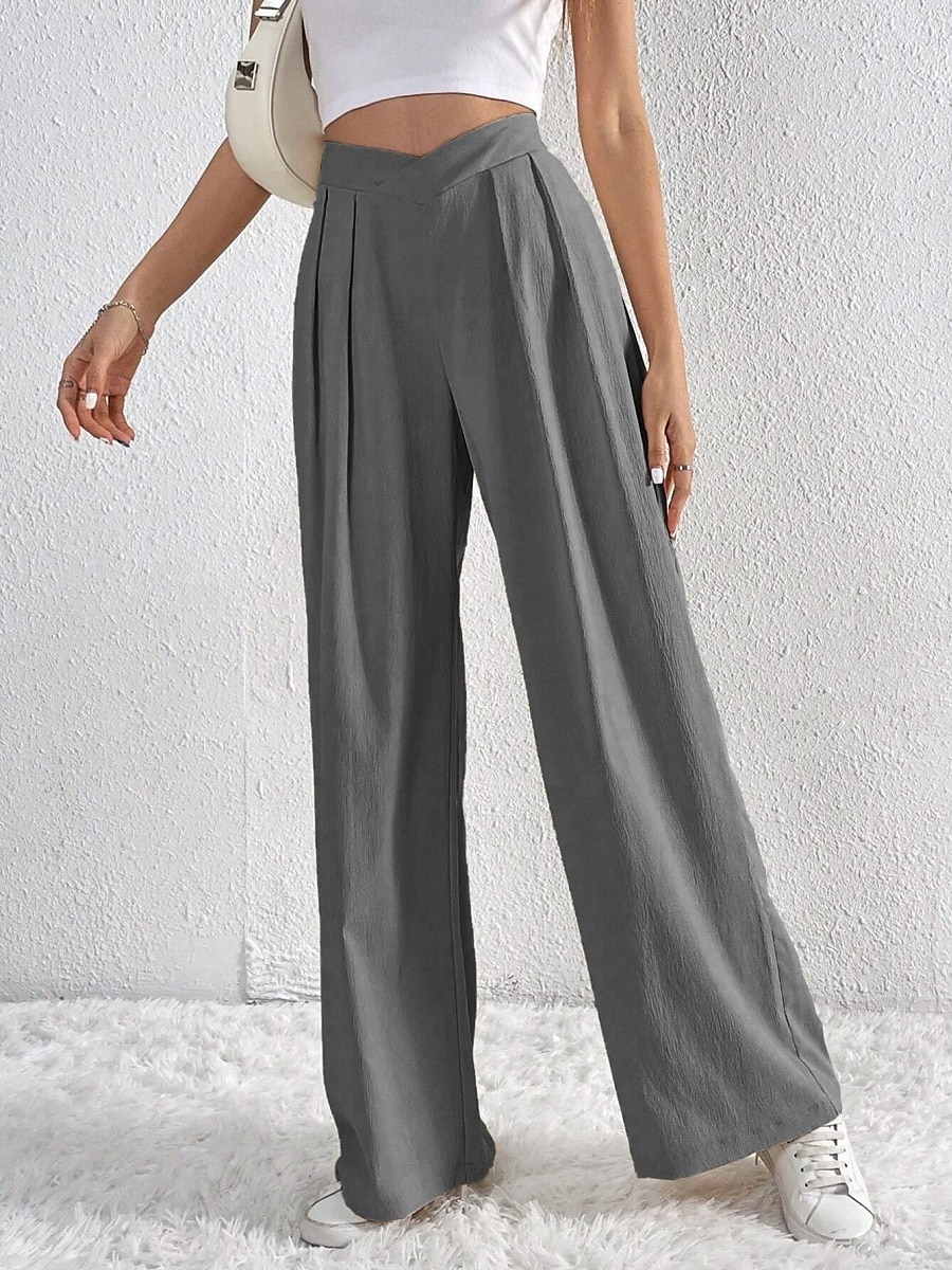 Per donna Gamba larga Pantaloni Streetwear Casual Lungo Vita Alta Semplice Traspirabilità Morbido Micro-elastico Vacanza Streetwear Abbigliamento quotidiano Nero Rosa Blu chiaro Albicocca Autunno del 2025 a $26.99 –P18