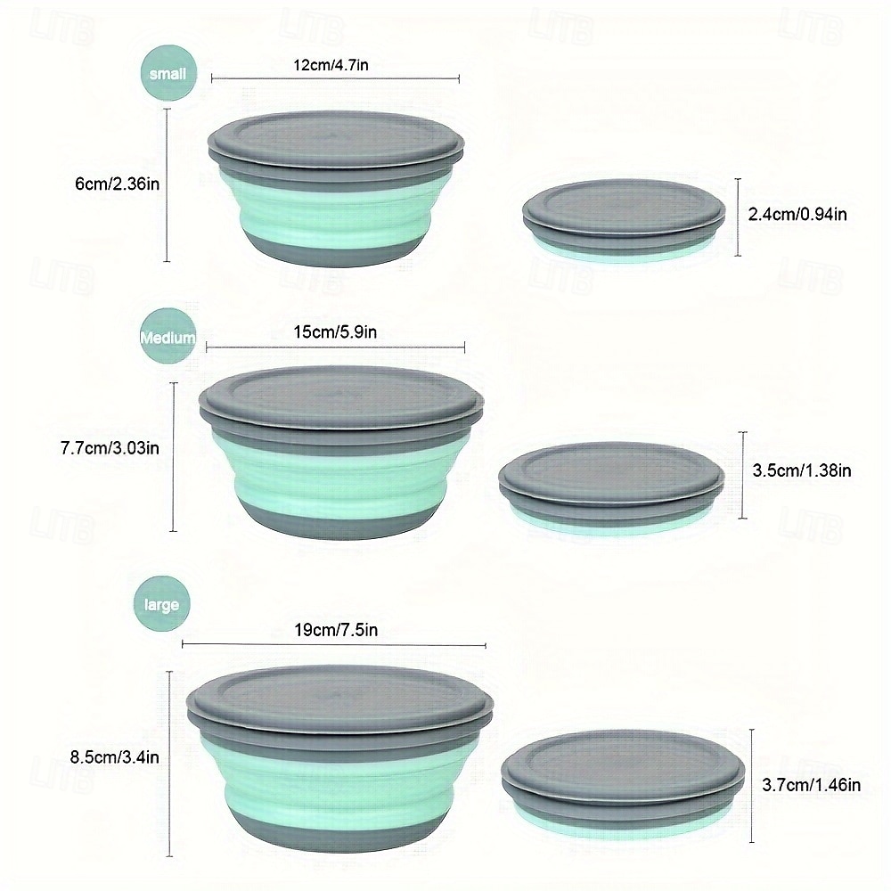 Set di 3 ciotole pieghevoli in silicone - senza BPA e a prova di perdite &durevole - pieghevole &design espandibile per una facile conservazione - perfetto per i viaggi in campeggio &avventure del 2025 a $37.99 –P3