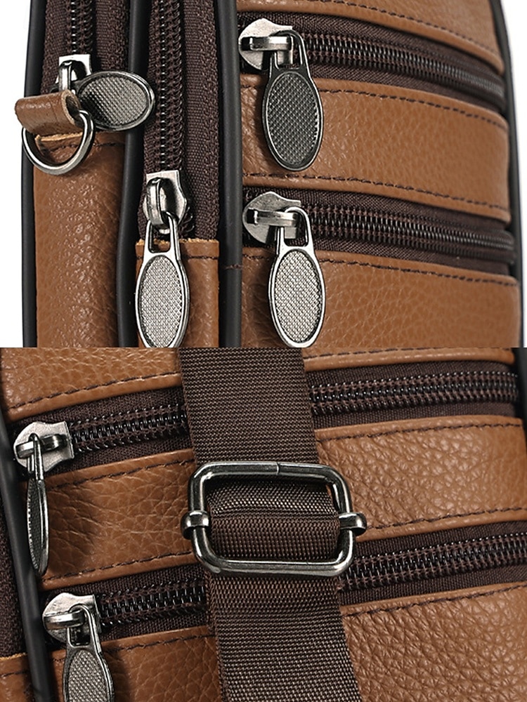Geantă de umăr crossbody din piele pentru bărbați, cu design multi-buzunare, geantă mică de călătorie și geantă de talie pentru uz zilnic casual și activități în aer liber 2026 - $14.99 –P11