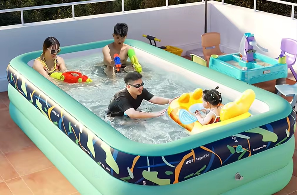 Inflatable Swimming Pools, Rectangular Inflatable Swimming Pool for Kids, Family Blow up Pool, Lounge Inflatable Pool for Backyard Garden Outdoor, Easy to Inflatable 2025 - $71.99 –P2