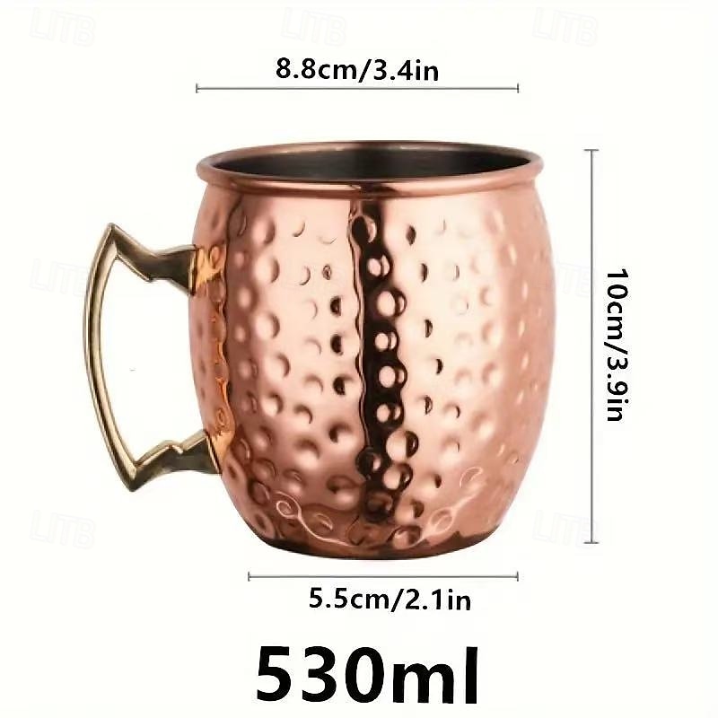 16oz Hammered Copper Moscow Mule Mug, Single Cup with 304 Stainless Steel Lining and Brass Handle, for Cold Drinks, Beer, Wine, Bar, Party, Gift 2025 - $17.99 –P3