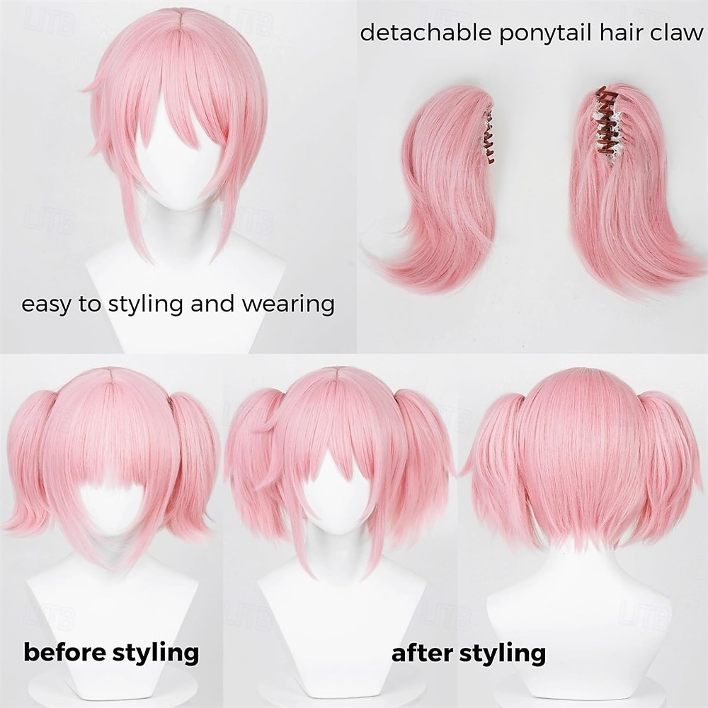 Cosplay Wig Pink Ponytail Wigs with Bangs Cute Lolita Pigtails Wig for Women Girls Halloween Party 2025 - $27.99 –P3