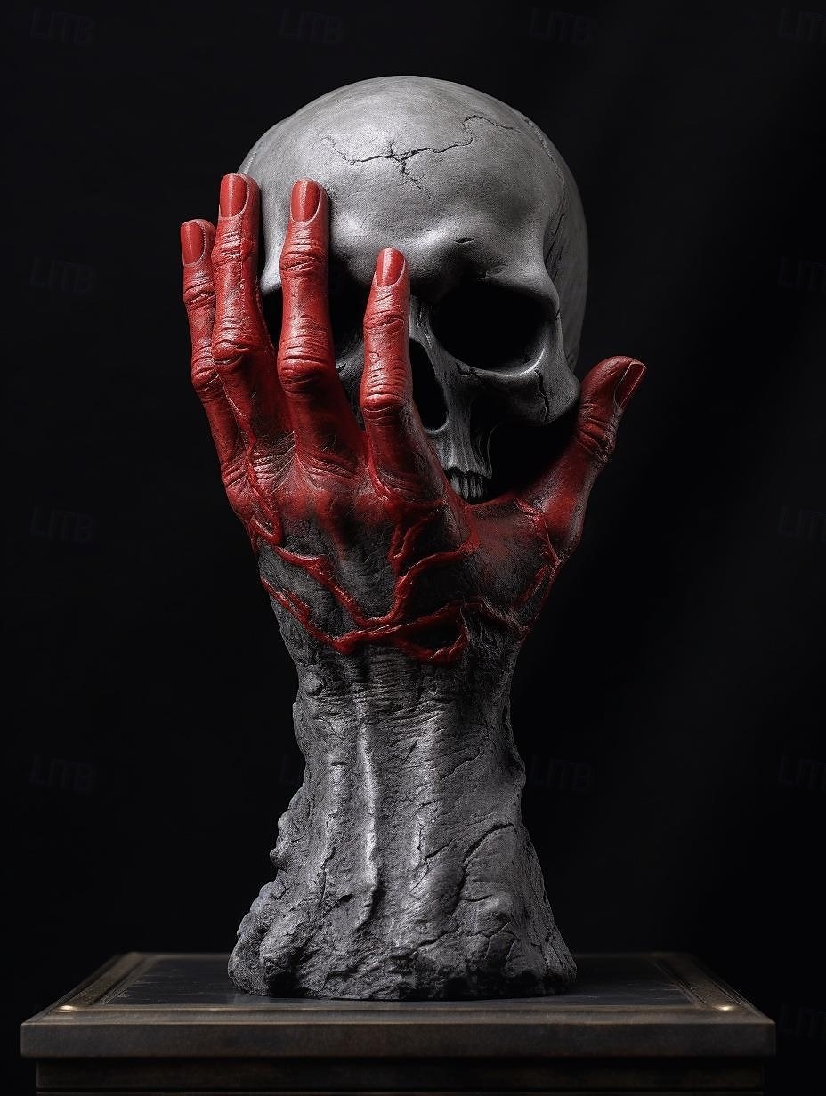 Pryskyřičná socha hlavy lebky, ruční pryskyřičná kostra, řemeslná gotická dekorace, hrozná halloweenská kostra lebky, realistický model lebky z lidských kostí pro strašidelný dům 2025 - $27.99 –P3