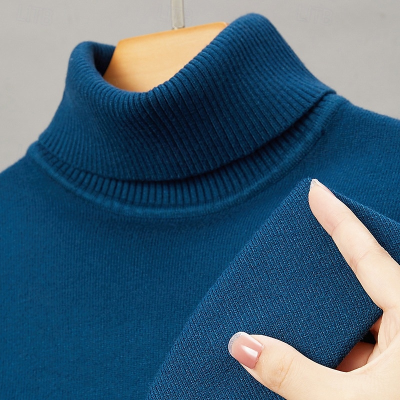 Herre Turtleneck genser Pullover genser Julegenser Riflet Strikke Vanlige topper Strikket عادي Rullekrage Hold Varm Moderne Moderne Dagligdagstøy Ut på byen Klær Høst Vinter Kamel Svart S M L 2025 - $27.99 –P1
