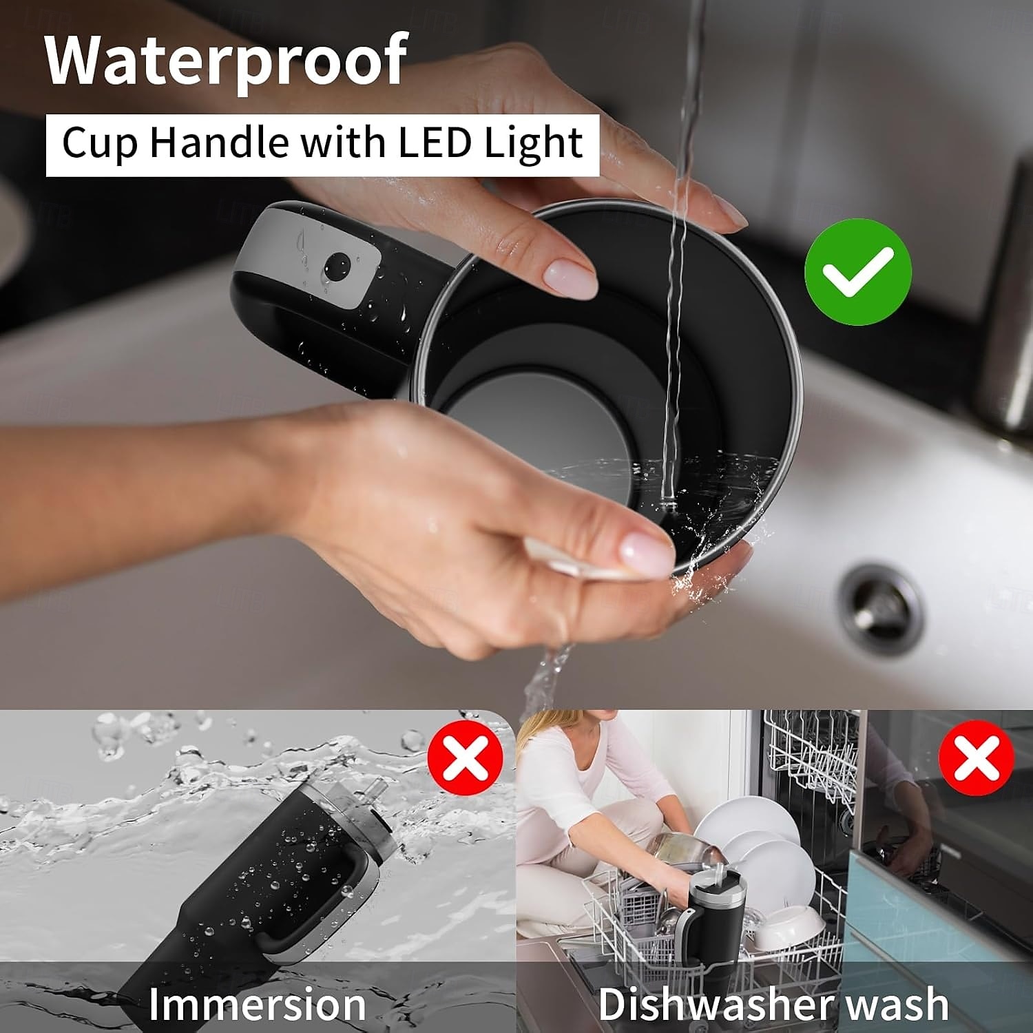 6-цветная светодиодная подсветка ручки для стакана Stanley 40 унций/30 унций, удобная ручка для бутылки с водой для стакана Stanley, совместимая с аксессуарами для стакана Stanley 40 унций, подходит для использования на улице, на вечеринке, дома 2025 - $17.49 –P2