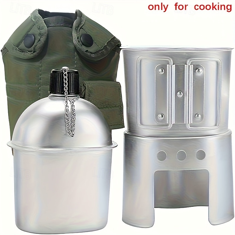 Borraccia in alluminio, set di tazze e borse, borraccia portatile per campeggio all'aperto, sopravvivenza, esperienza nella natura, escursionismo e attrezzatura per zaino in spalla solo per cucinare del 2025 a $142.99 –P1