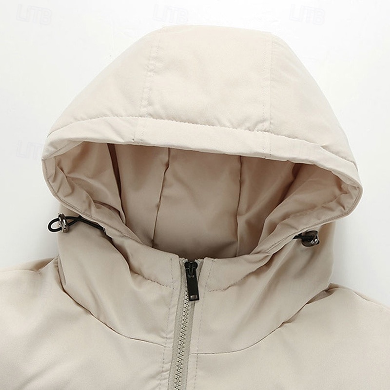 Men's Hiking Jacket Puffer Jacket Winter Jacket Outdoor Thermal Warm Hiking Outfits Hiking Clothes Winter Top Camping / Hiking / Caving Traveling Black White Khaki 2025 - $44.99 –P5