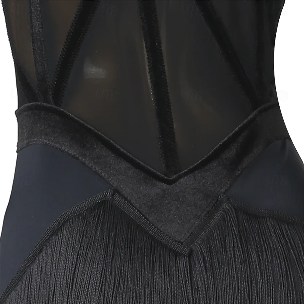 Danse Latine Robe Épissage Femmes Performance Entraînement Soirée manche longue Haut Nylon de 2025 ? $133.99 –P13