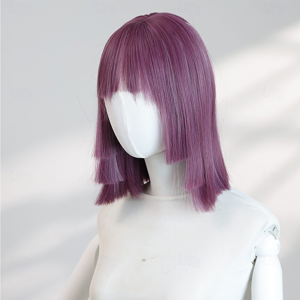 Perruque d'Halloween violette lisse de 30 cm pour femme – cheveux synthétiques avec frange, idéale pour un cosplay effrayant &mode de tous les jours de 2025 ? $28.99 –P4