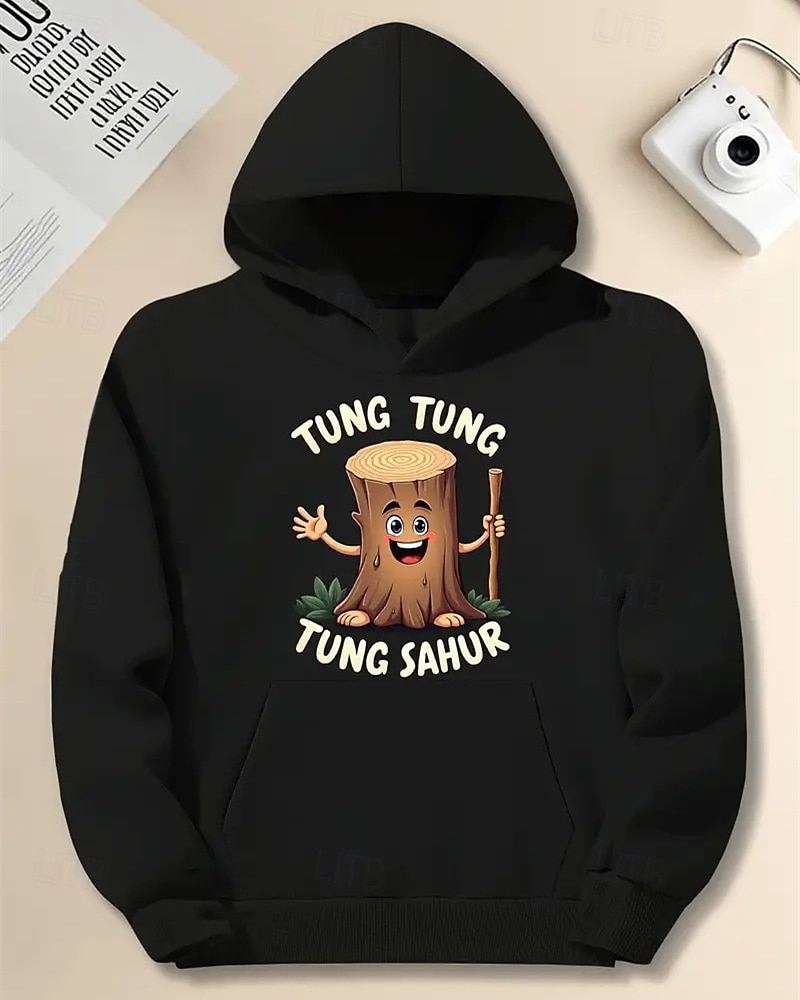 Manches longues pour garçons, motif italien Brain Rot Element Tung Tung Tung Sahur, imprimé printemps-automne, mode streetwear, enfants de 4 à 12 ans, capuche, extérieur, décontracté, quotidien, coupe de 2025 ? $18.99 –P1