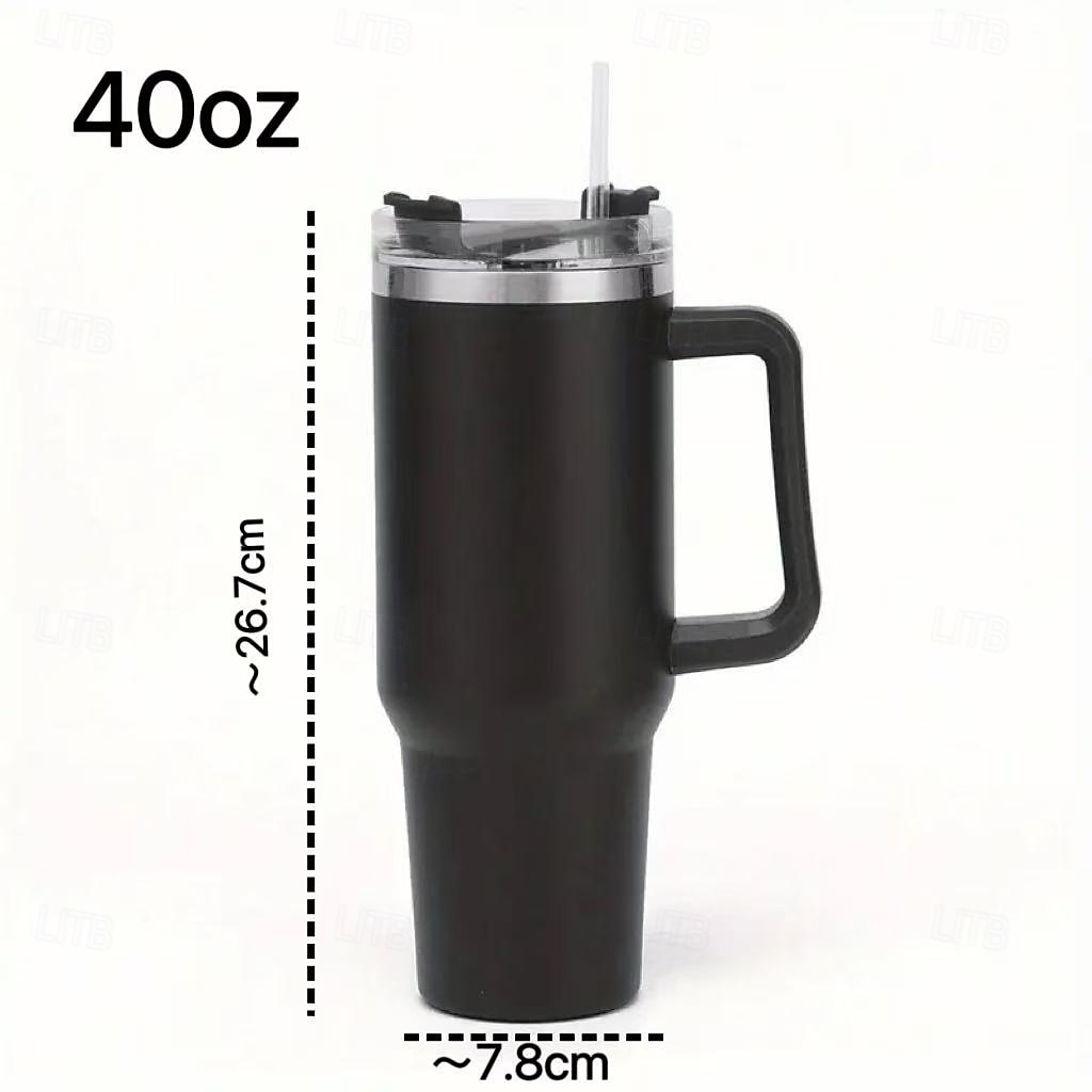copo de canudo de aço inoxidável reutilizável, garrafa térmica com isolamento a vácuo de parede dupla de 40 onças com alça e canudo, copo térmico de qualidade alimentar para bebidas quentes e frias de 2025 por $20.99 –P2