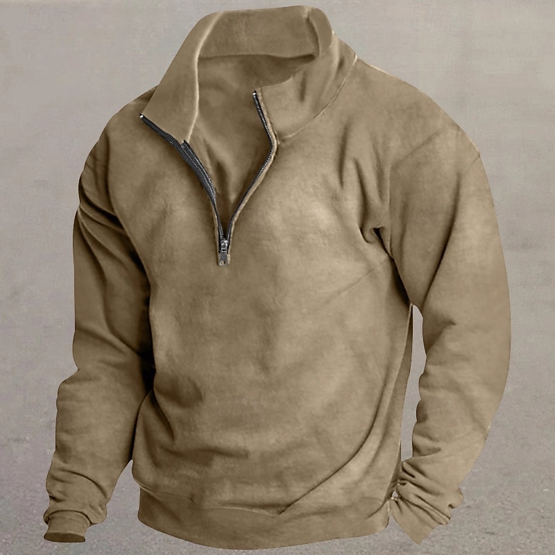Hombre Sudadera Sudadera de polar Pull-over Sudadera con un cuarto de cremallera Negro Blanco Vino Rojo Caqui Cuello Mao Plano Deporte Casual Diario Ropa de calle De Deporte Primavera Otoño Ropa 2025 - $17.99 –P2