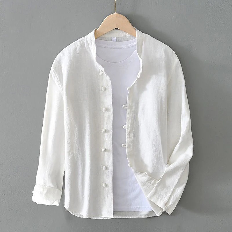 Per uomo Camicia Camicia di lino Stile vichingo Camicia con colletto alla coreana Camicia Estiva Abbigliamento da spiaggia Tinta unica Vacanza Streetwear Nero Bianco Blu marino Grigio Manica Lunga del 2025 a $22.99 –P2