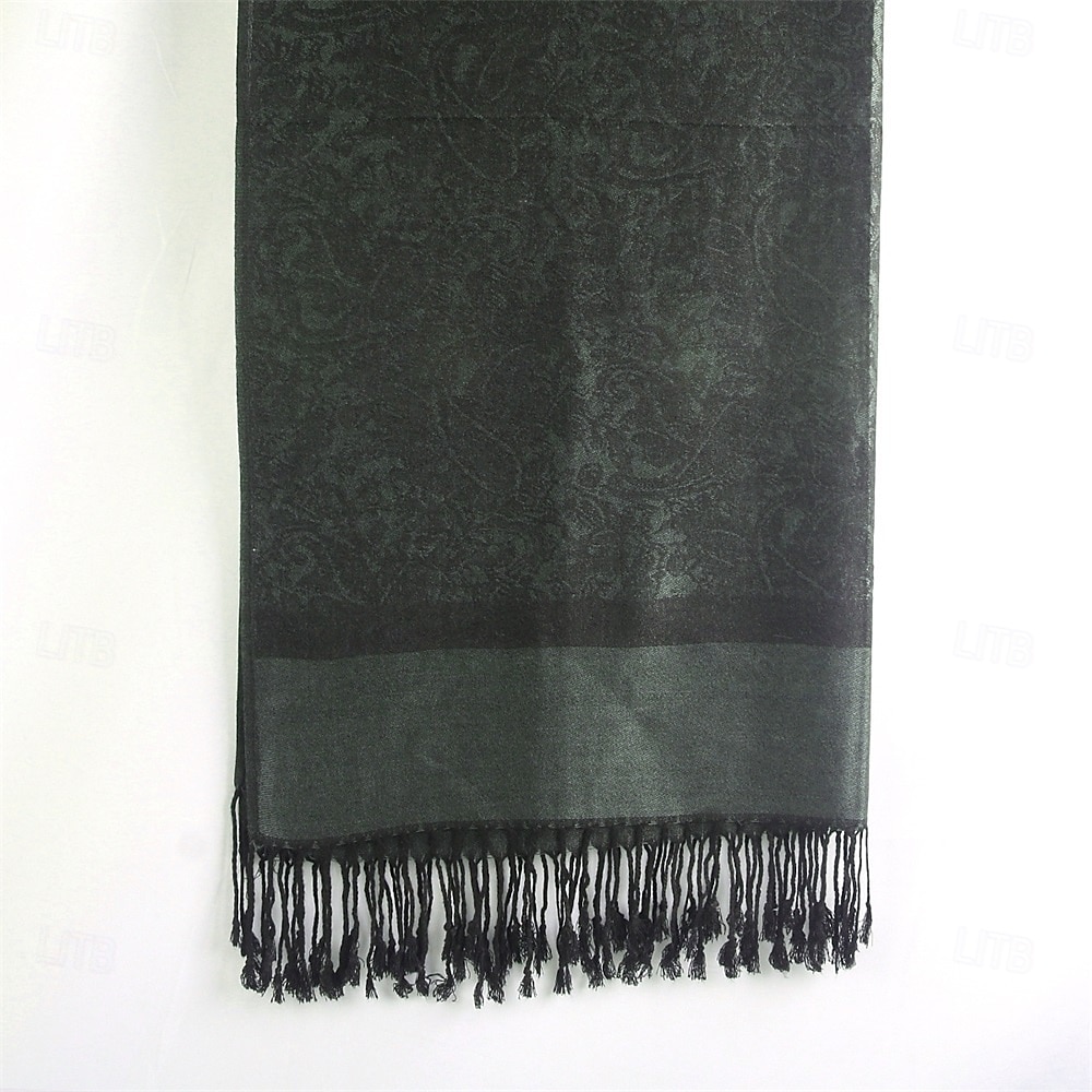 Damhalsduk i paisleymönstrad jacquardmönster i akryl – varm, trendig lång franssjal med etnisk stil för hösten &vinter 2025 - $14.99 –P9