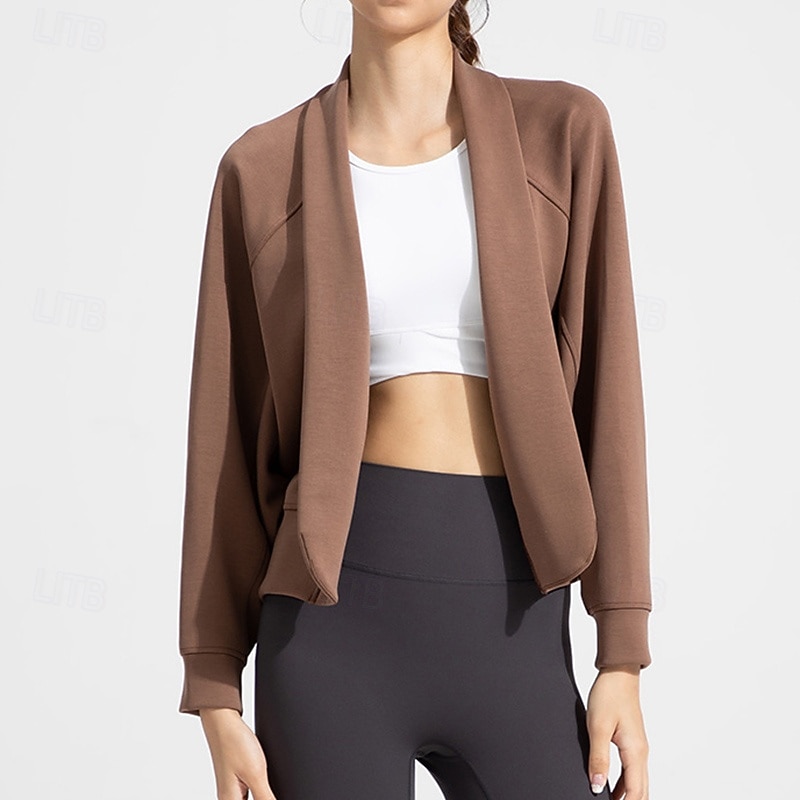 Women's Workout Cardigan Yoga Shawl Breathable Tencel Long Sleeve Sports Solid Color Top For Pilates Running Yoga Activewear 2026 - $46.99 –P7