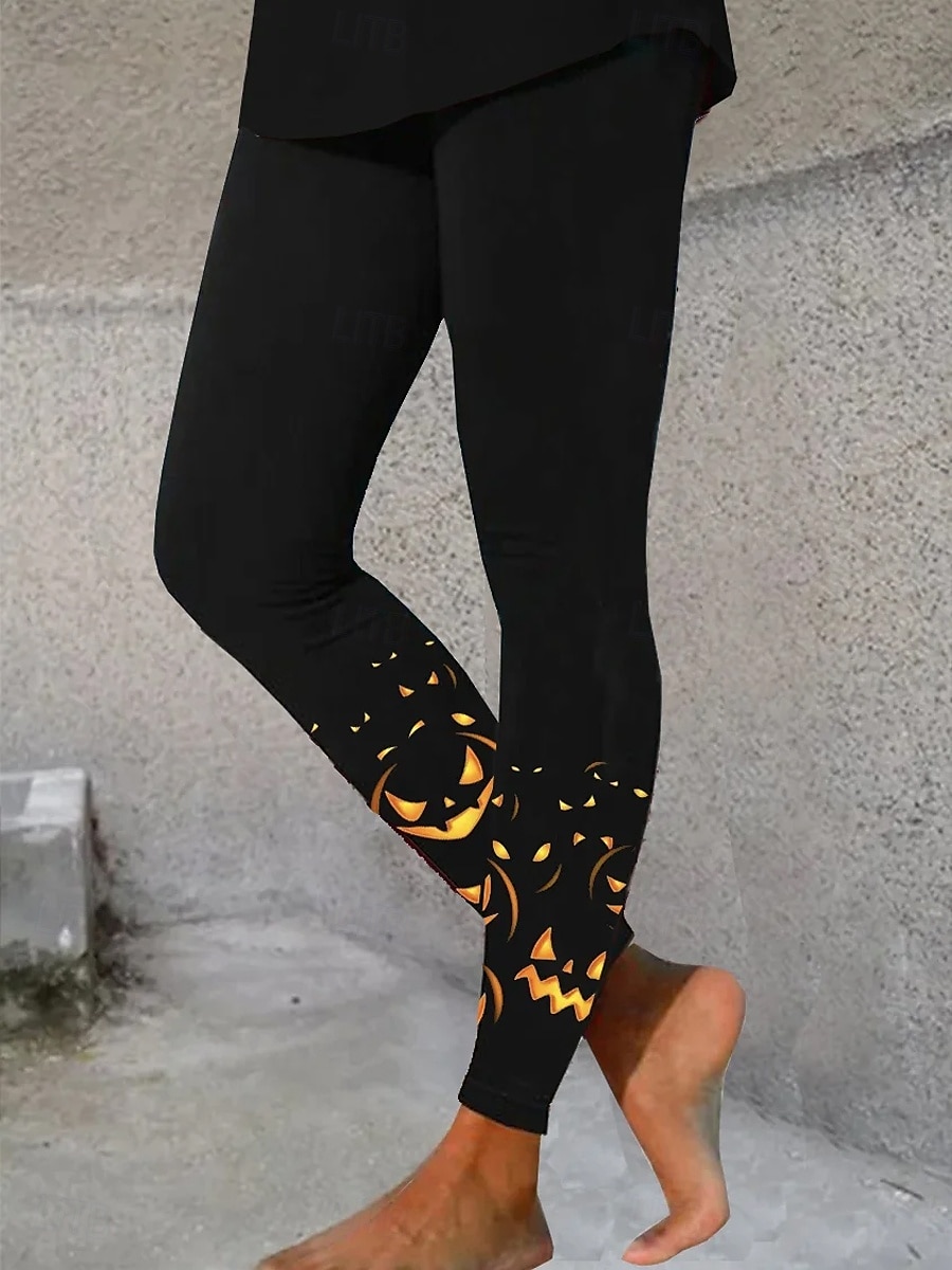 Women's Leggings Vacation Vintage Fashion Ankle-Length High Waist Graphic Pumpkin Printing Soft Breathable Stretchy Outdoor Daily Black Blue Orange Spring Fall Winter Slim Fit 2025 - $19.99 –P2