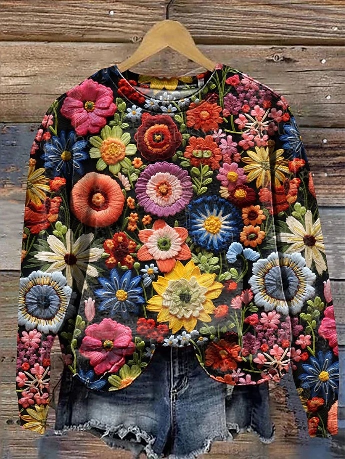 Жен. Пуловер Толстовка С принтом Цветочный принт Графика Теплый Активный Винтаж Длинный рукав Вырез под горло Обычные топы Повседневные Для улицы На каждый день Синий Черный Красный Лиловый Оранжевый 2026 - $28.99 –P4