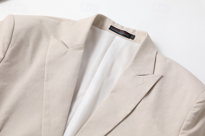 Ανδρικά Λευκό Blazer Επιχείρηση Μοντέρνα Καθημερινό Άνοιξη & Χειμώνας Πολυεστέρας Λινό Σκέτο Τσέπη Κουμπιά Άνετο Μονόπετο Χρωματιστή ζακέτα Λευκό Πράσινο Ανοικτό Χακί 2025 - $63.99 –P6