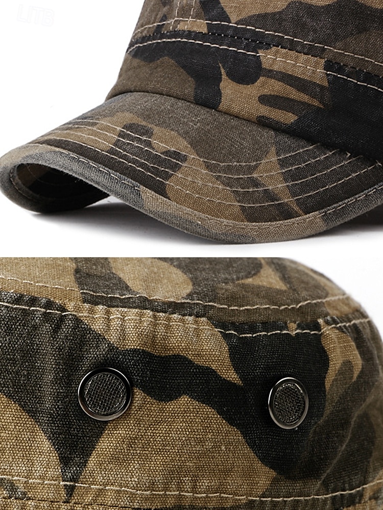 Militär-Kadettenmütze im Camouflage-Look für Herren – Baumwollkappe im Army-Stil mit verstellbarer Passform für Outdoor-Abenteuer und Streetwear 2025 - $14.99 –P8