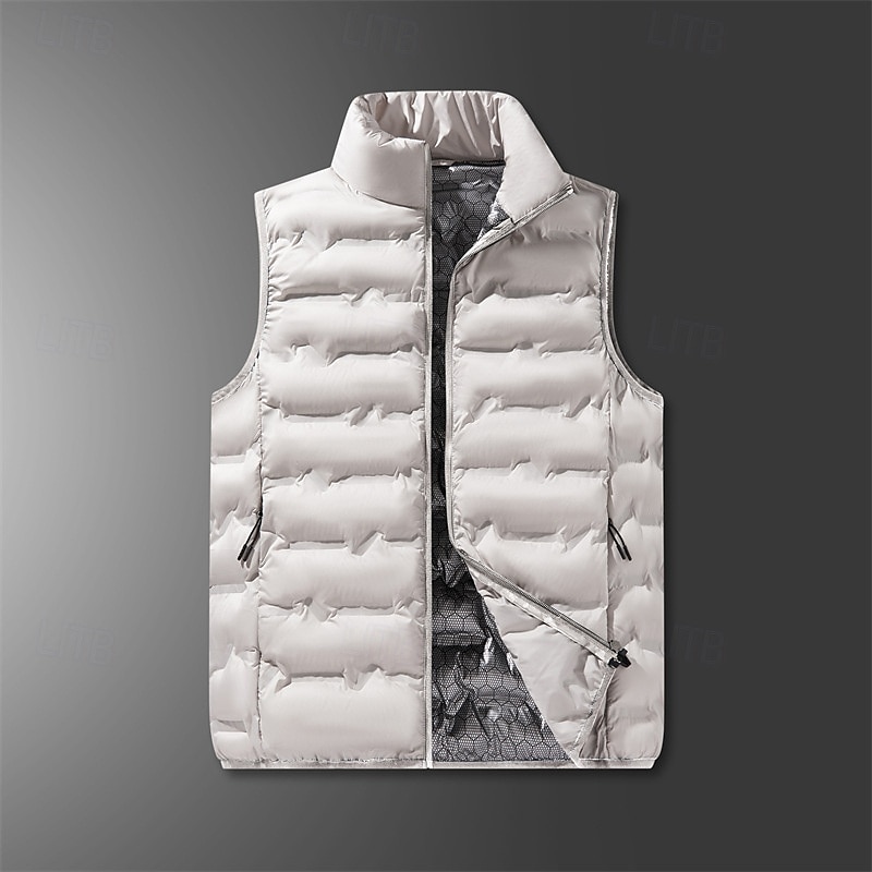 Men's Hiking Vest Winter Vest Puffer Vest Sleeveless Vest Outdoor Thermal Warm Winter Zipper Polyester Black Khaki Dark Blue Hunting Fishing Climbing 2025 - $42.99 –P5